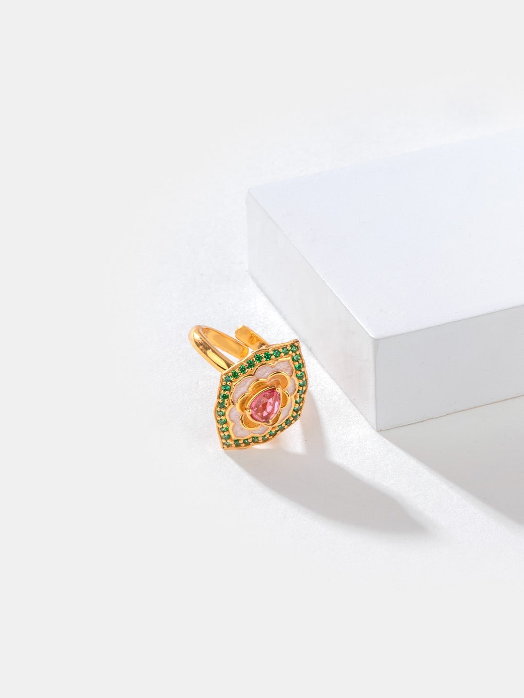 

SHAYA Gold-Plated CZ-Studded Sterling Silver Adjustable Finger Ring