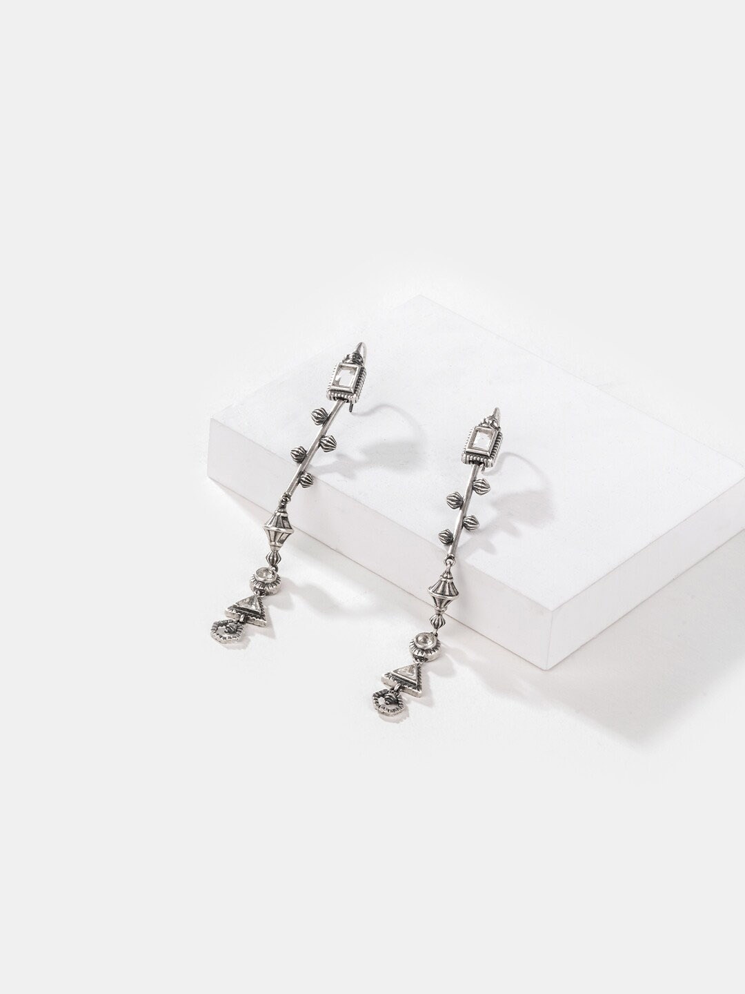 

SHAYA Silver-Plated Contemporary Drop Earrings
