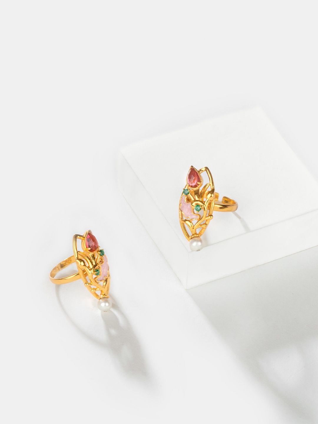 

SHAYA Gold-Plated CZ-Studded Sterling Silver Toe Rings