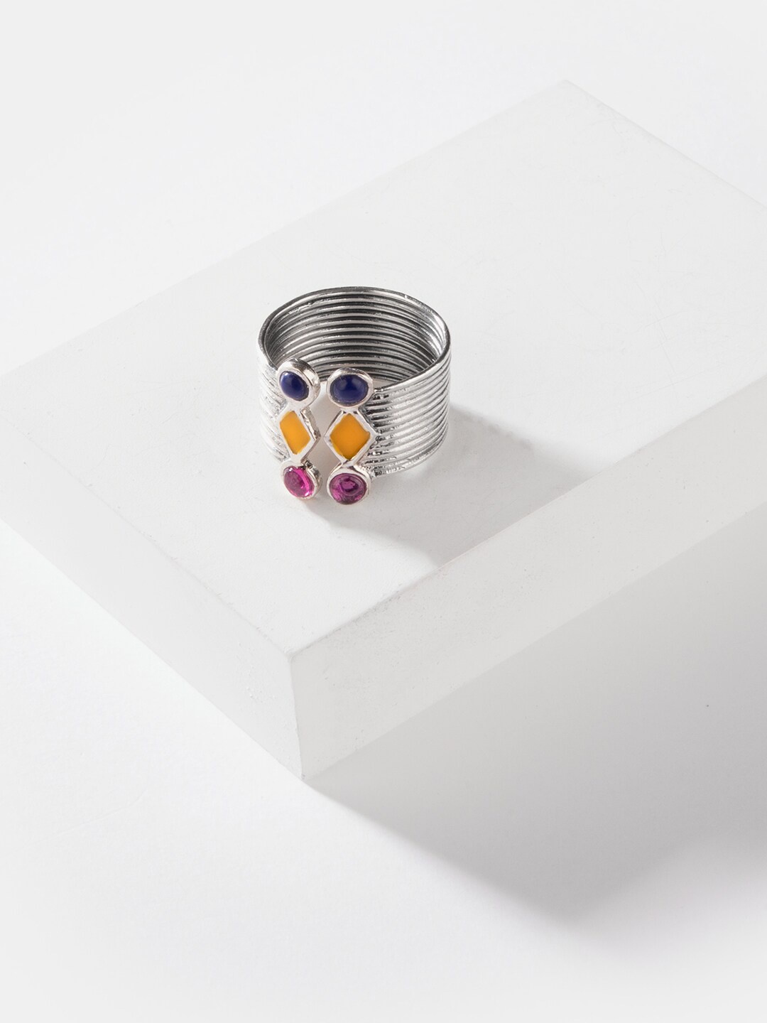 

SHAYA 925 Sterling Silver Stone-Studded Adjustable Finger Ring