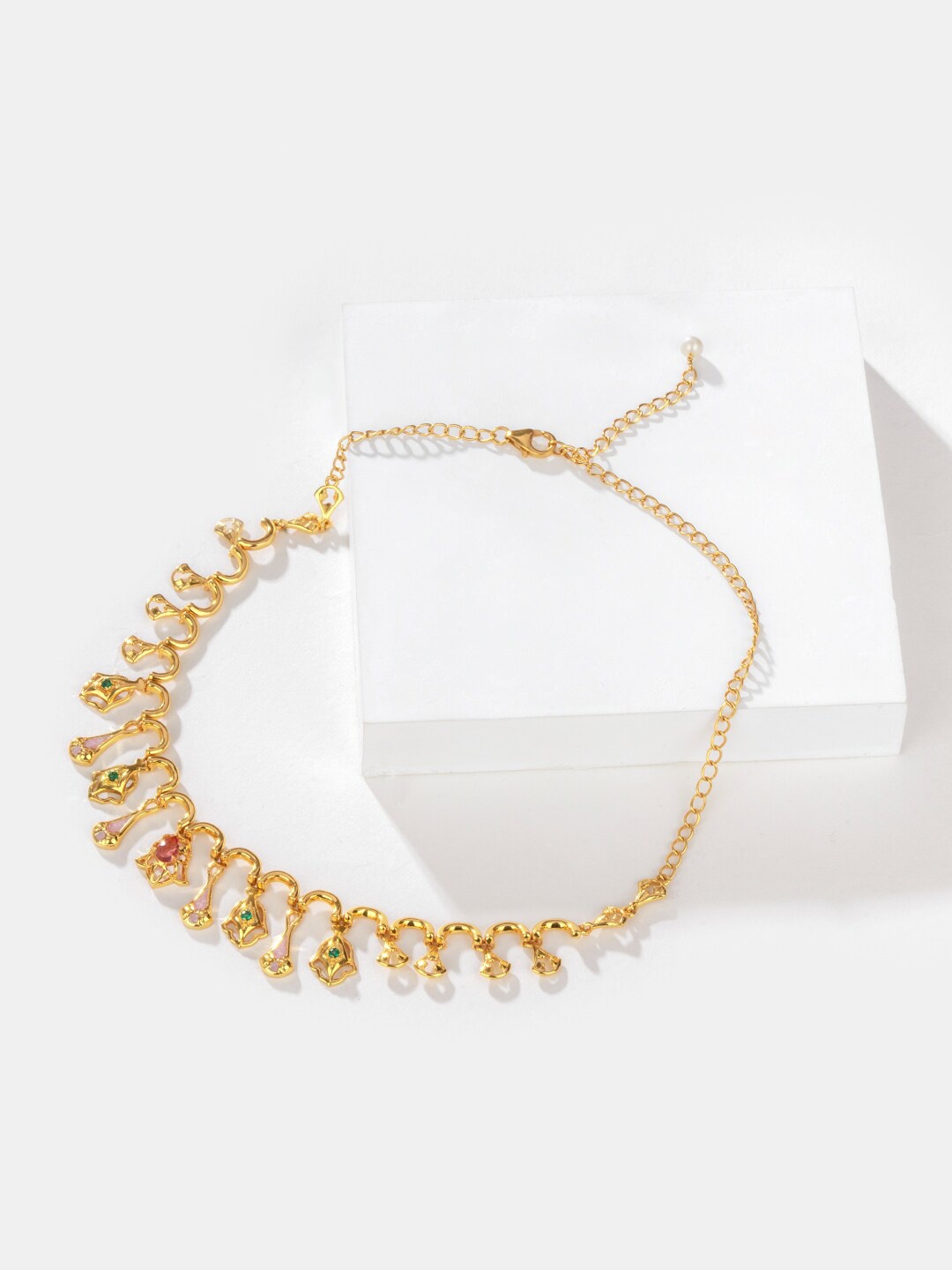 

SHAYA 925 Sterling Silver Gold-Plated Stone Studded Necklace
