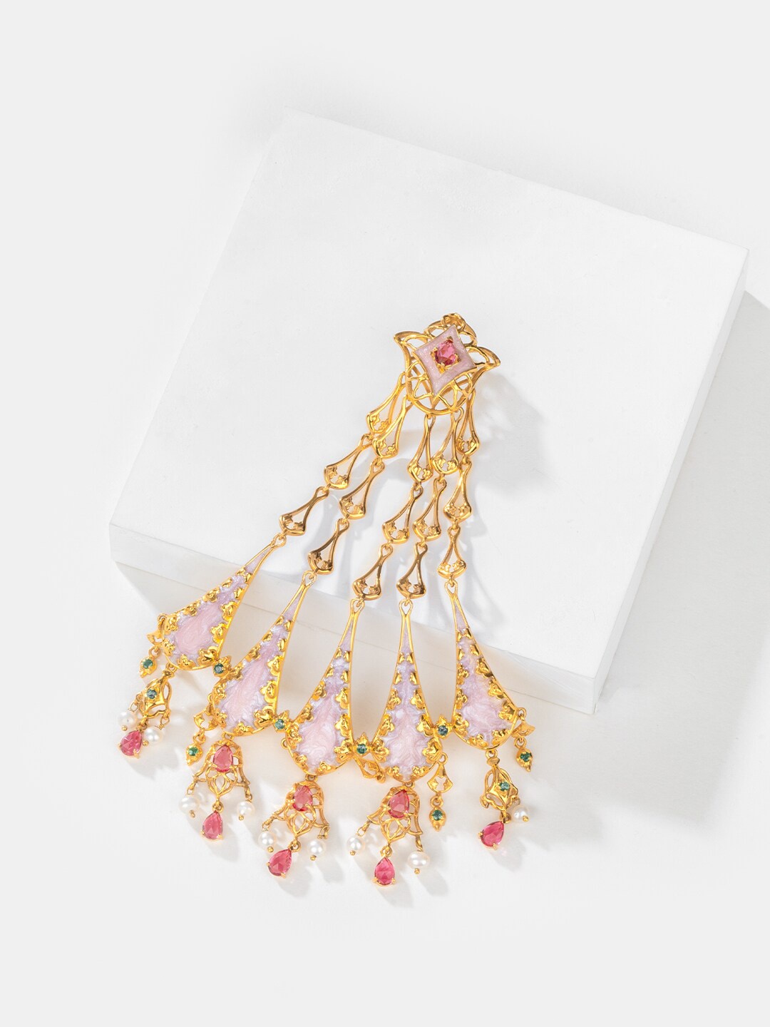 

SHAYA 925 Sterling Silver Gold-Plated Jhumar Paasa