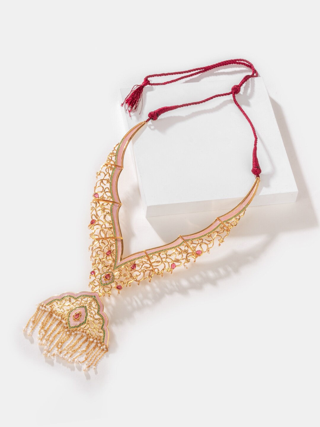 

SHAYA 925 Sterling Silver Gold-Plated Stone Studded Necklace