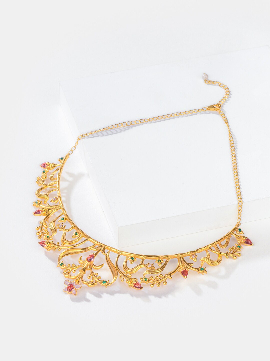 

SHAYA 925 Sterling Silver Gold-Plated Stone Studded Necklace