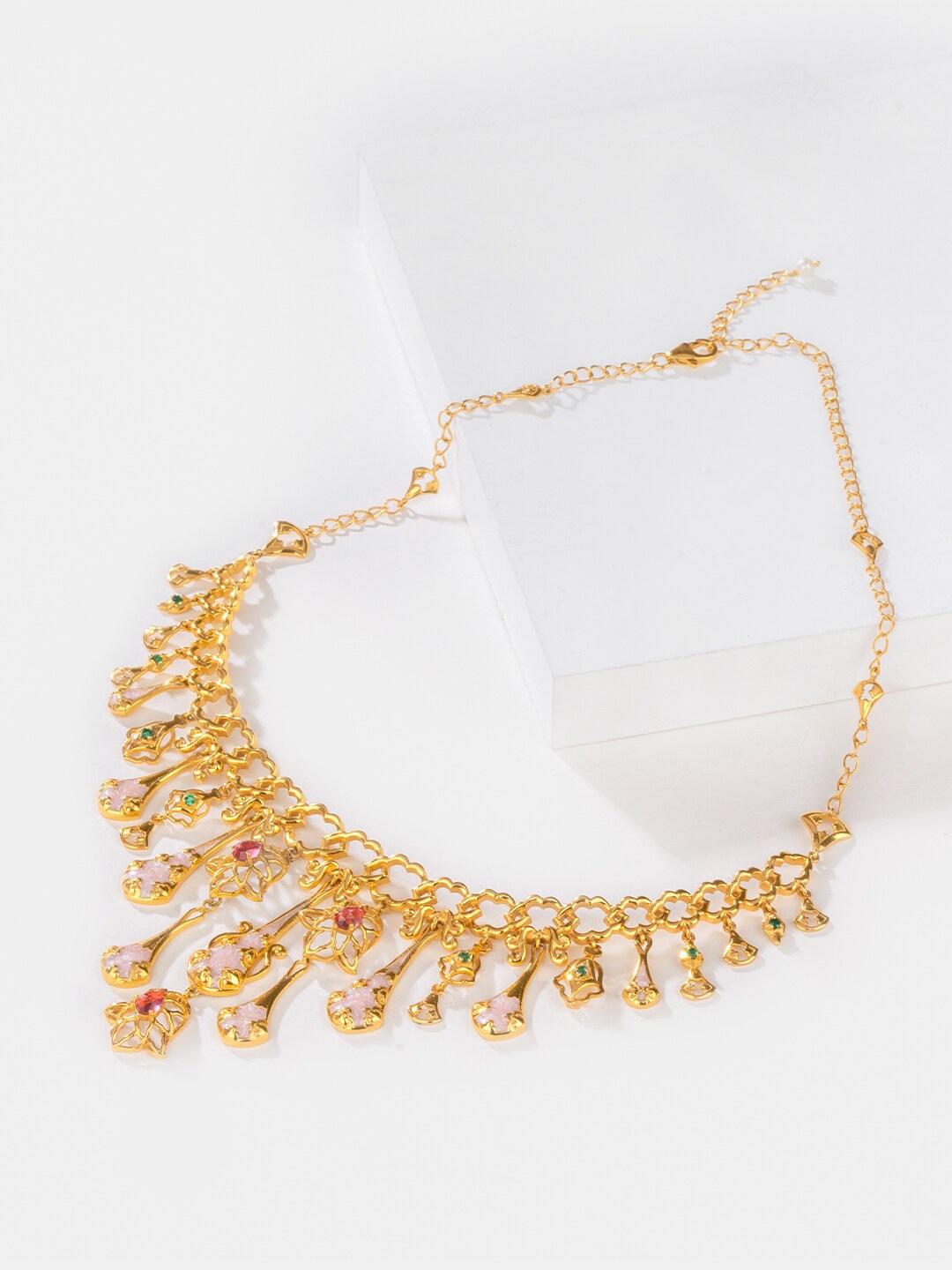 

SHAYA 925 Sterling Silver Gold-Plated Stone Studded Necklace
