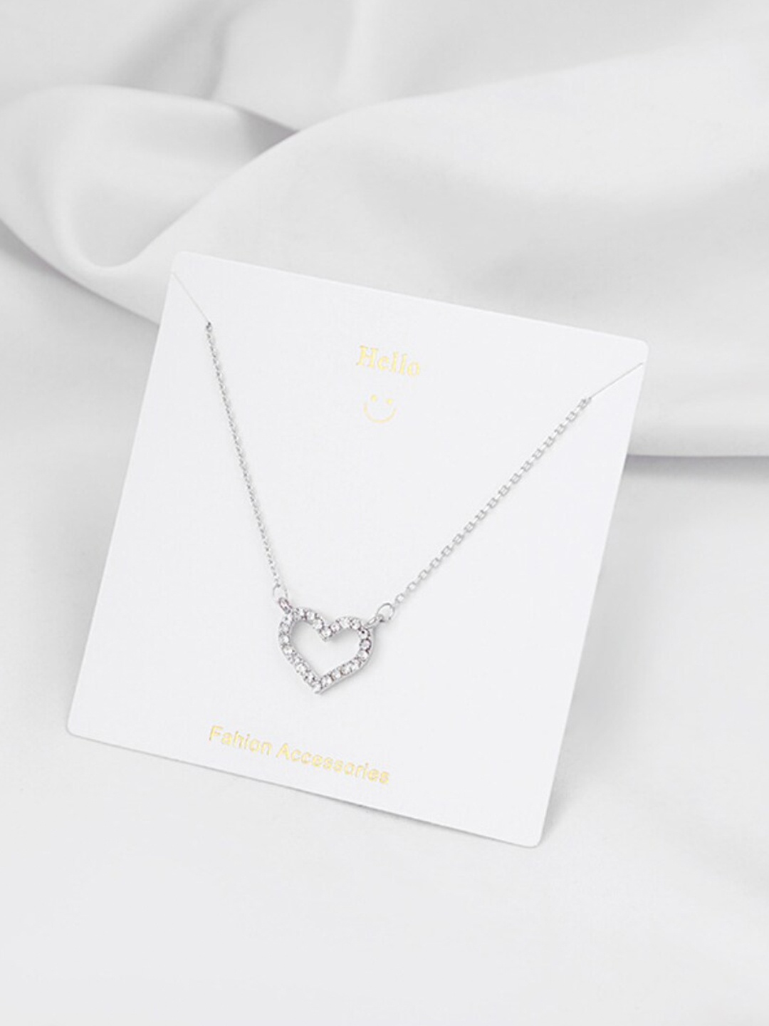 

SALTY Silver-Plated Stone Studded Love Necklace