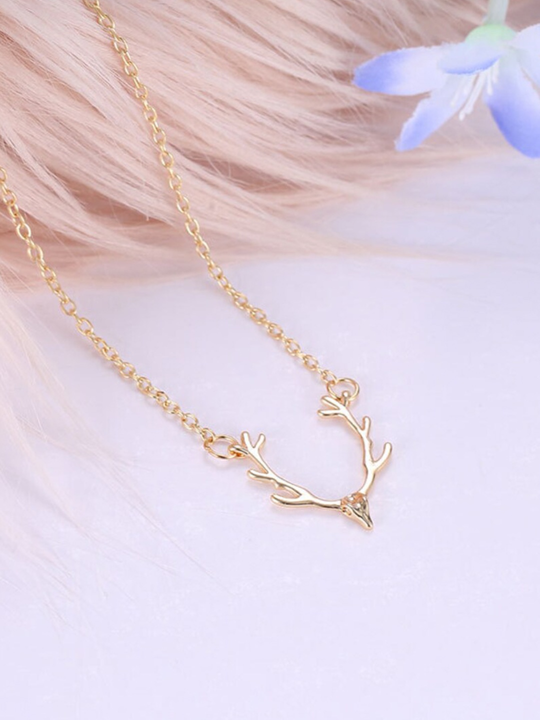 

SALTY Gold-Plated Deer Charm Necklace
