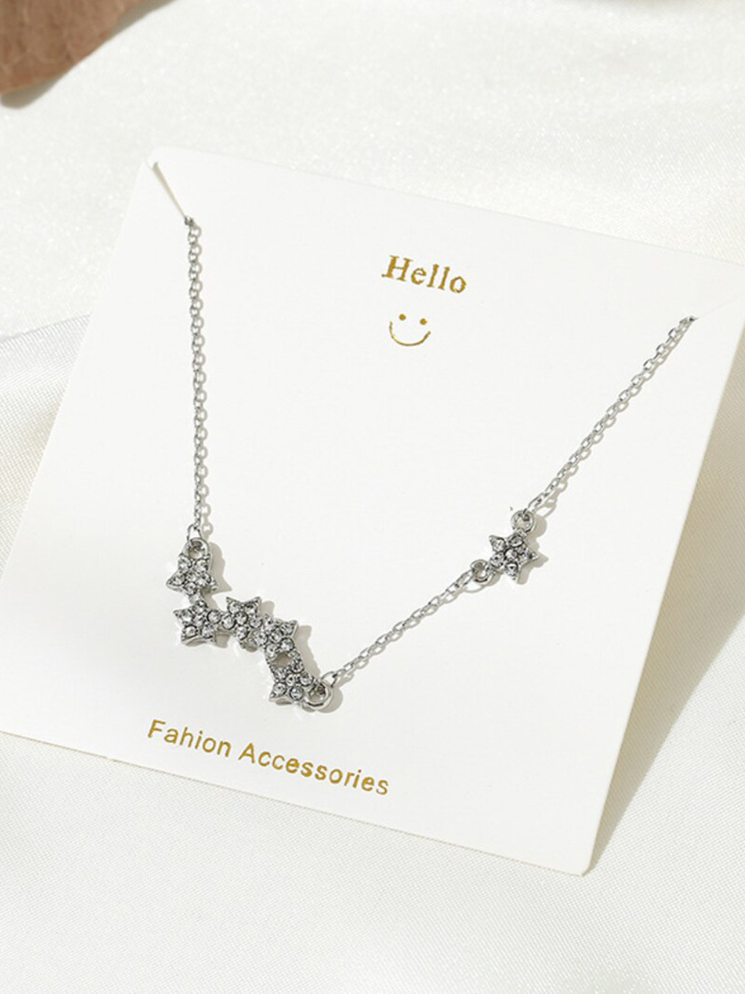 

SALTY Silver-Plated Celestial Stars Stone Studded Necklace