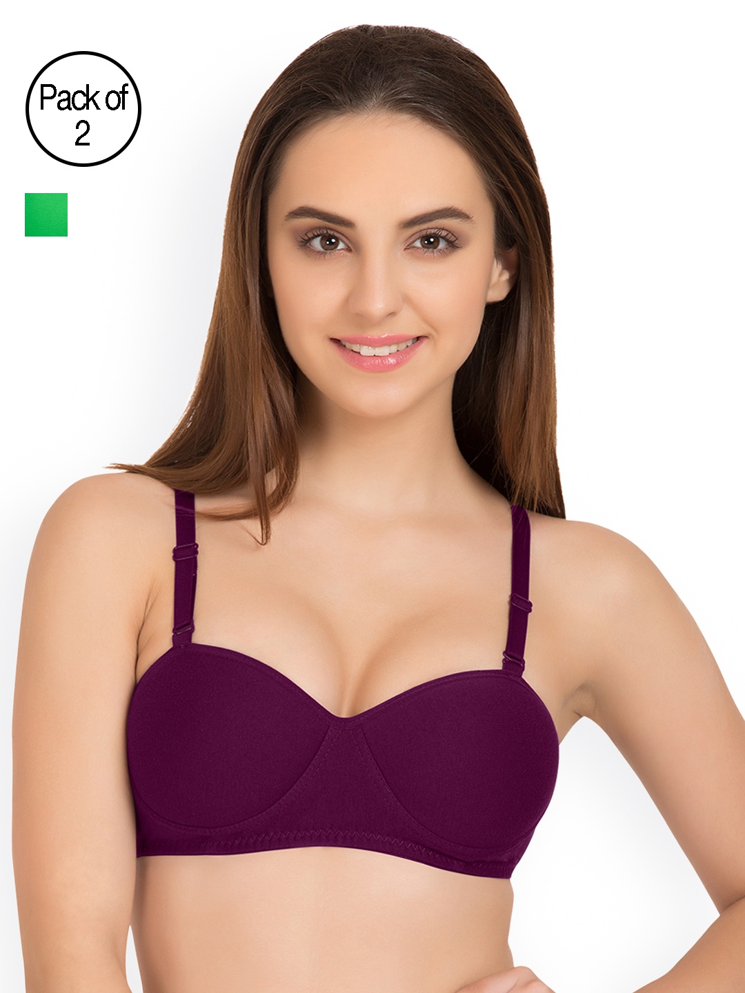 

Tweens Pack of 2 Half-Coverage T-shirt Bras TW91201, Burgundy
