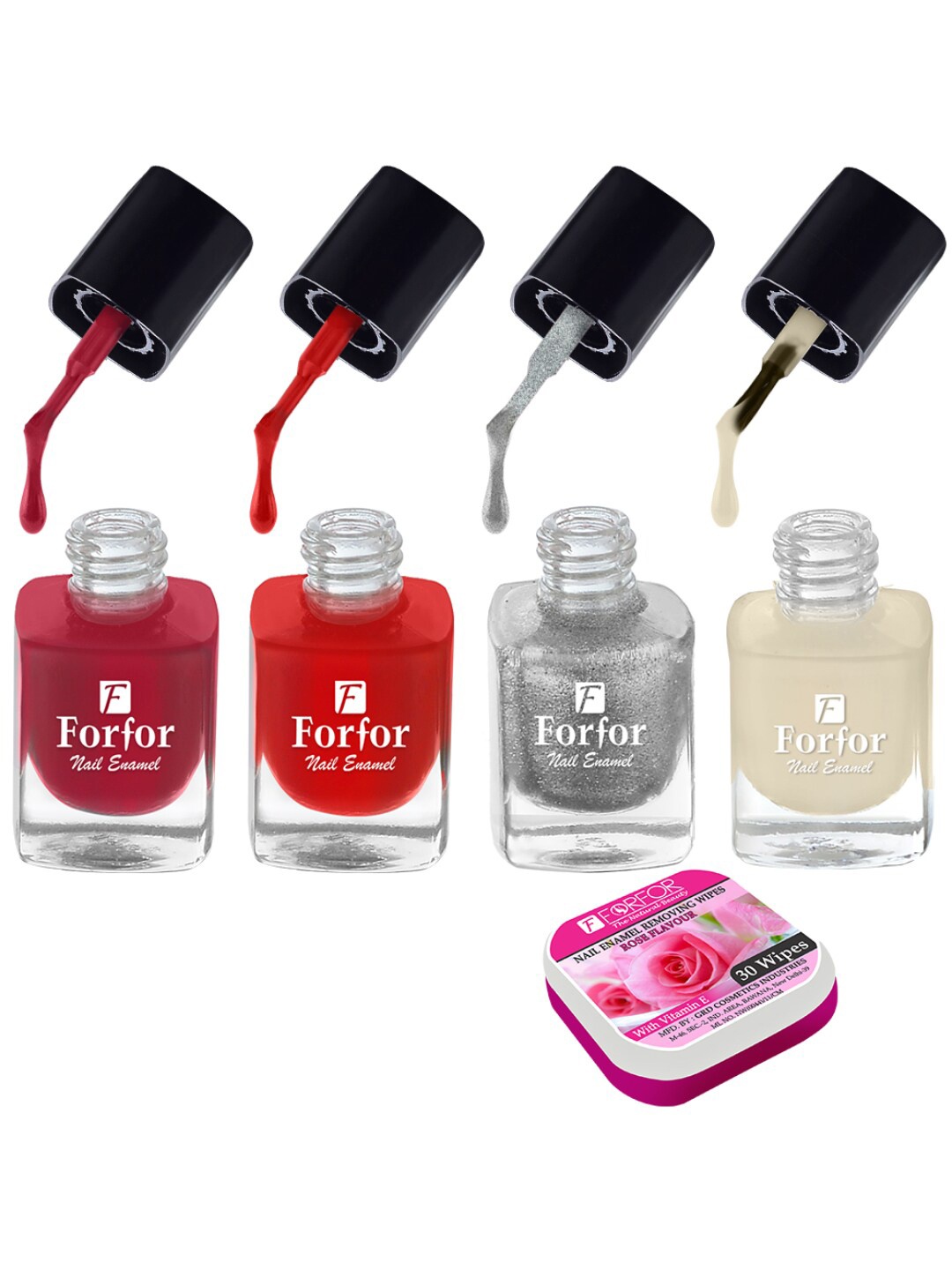 

FORFOR Perfect Stay Trendy Set of 4 Long Lasting Nail Enamels - 5 ml Each, Magenta