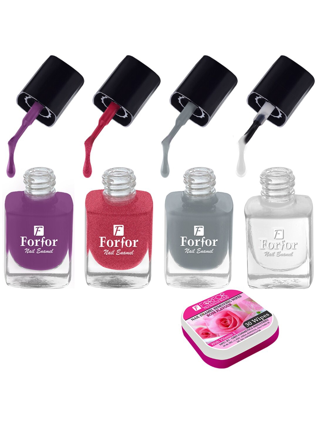 

FORFOR Perfect Stay Trendy Set of 4 Long Lasting Nail Enamels - 5 ml Each, Purple