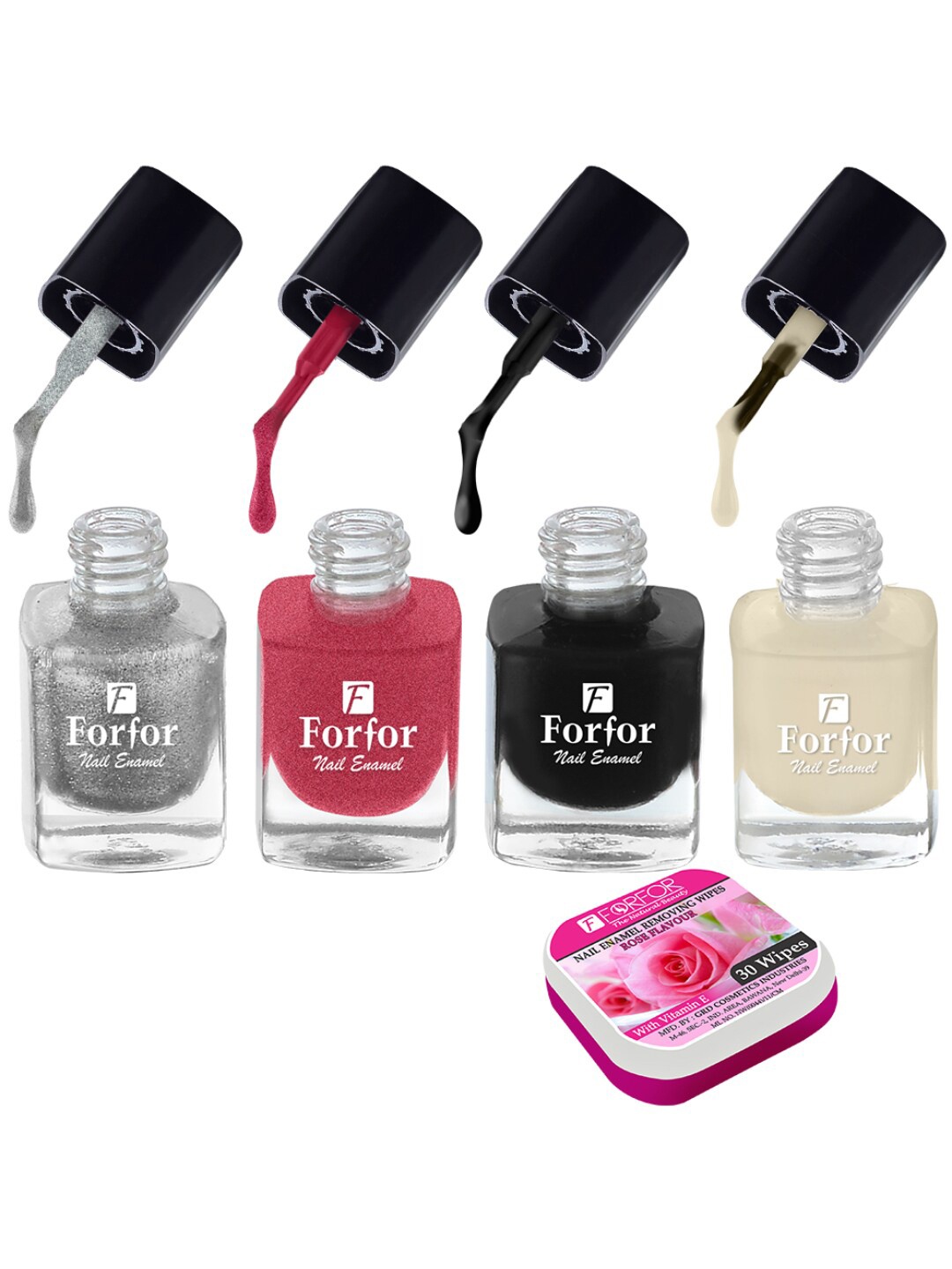 

FORFOR Perfect Stay Trendy Set of 4 Long Lasting Nail Enamels - 5 ml Each, Silver