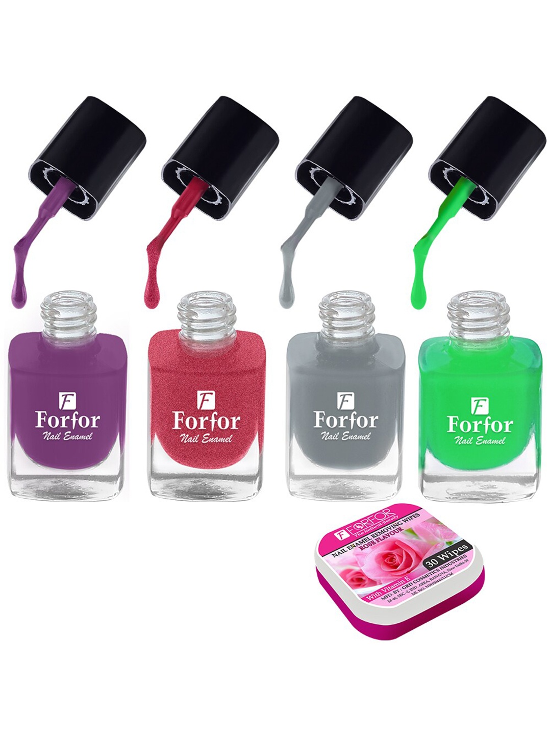 

FORFOR Perfect Stay Trendy Set of 4 Long Lasting Nail Enamels - 5 ml Each, Purple