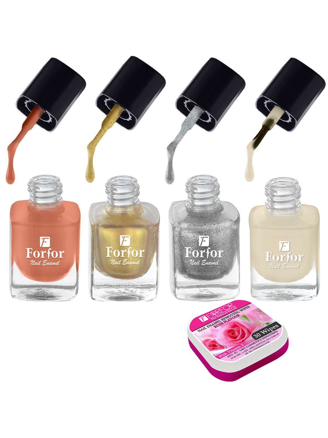 

FORFOR Perfect Stay Trendy Set of 4 Long Lasting Nail Enamels - 5 ml Each, Multi