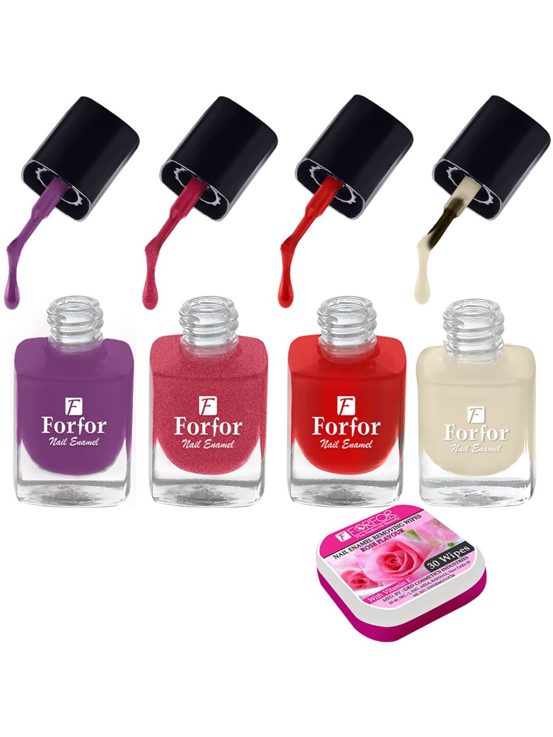 

FORFOR Perfect Stay Trendy Set of 4 Long Lasting Nail Enamels - 5 ml Each, Multi