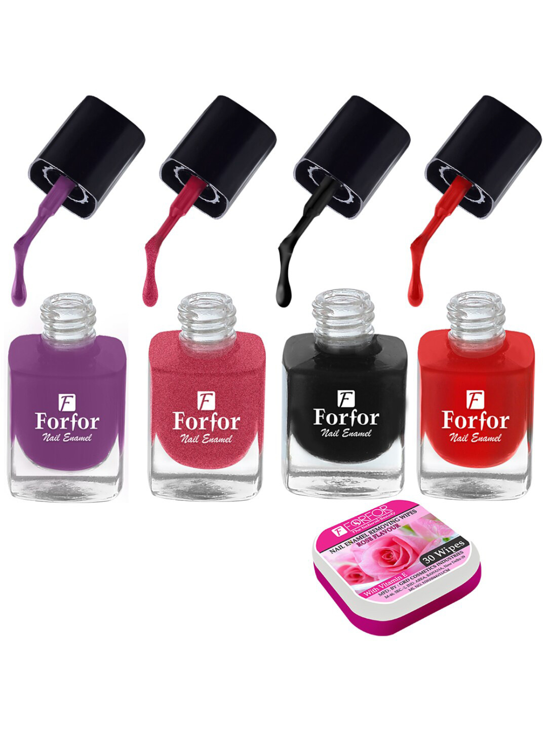 

FORFOR Perfect Stay Trendy Set of 4 Long Lasting Nail Enamels - 5 ml Each, Multi