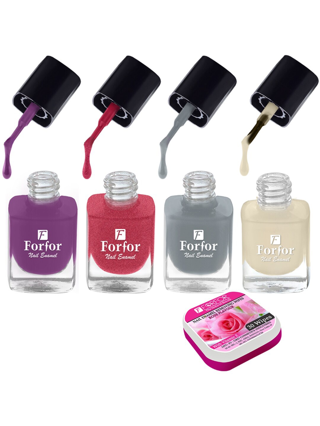 

FORFOR Perfect Stay Trendy Set of 4 Long Lasting Nail Enamels - 5 ml Each, Multi