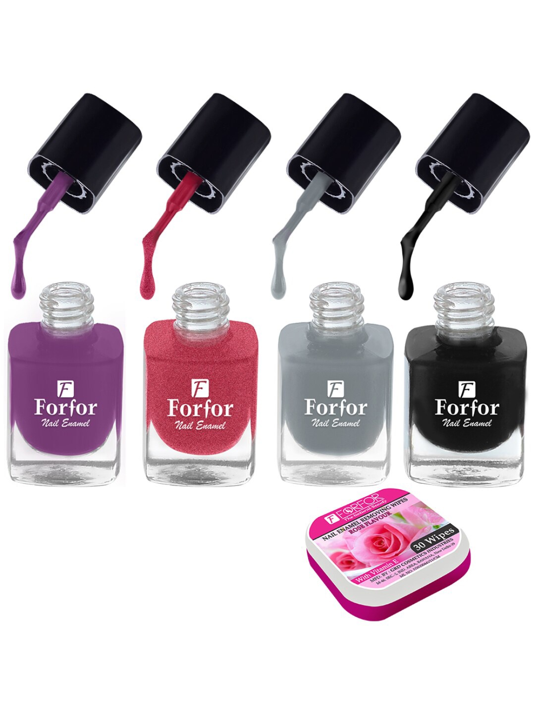 

FORFOR Perfect Stay Trendy Set of 4 Long Lasting Nail Enamels - 5 ml Each, Multi