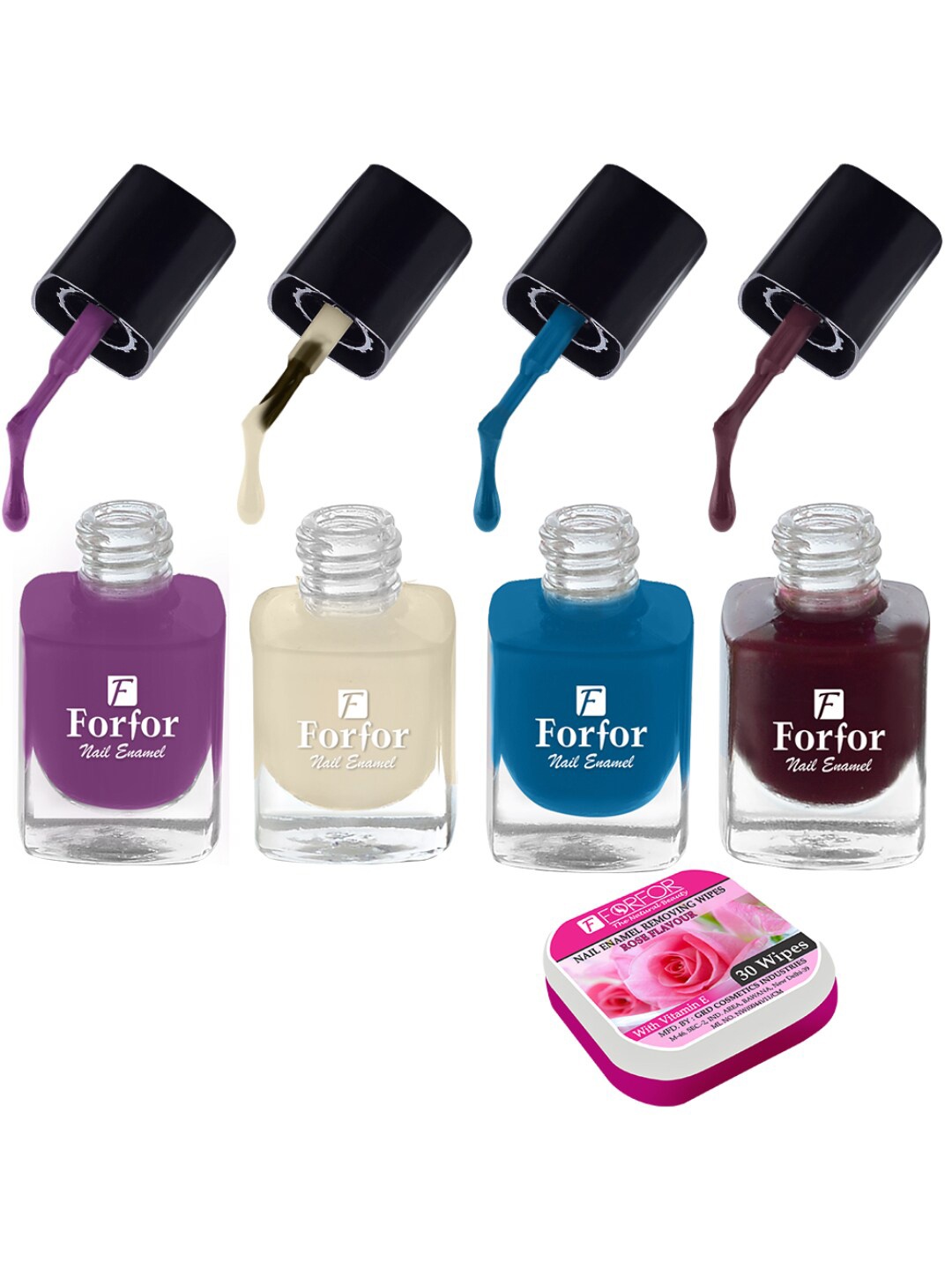 

FORFOR Perfect Stay Trendy Set of 4 Long Lasting Nail Enamels - 5 ml Each, Multi