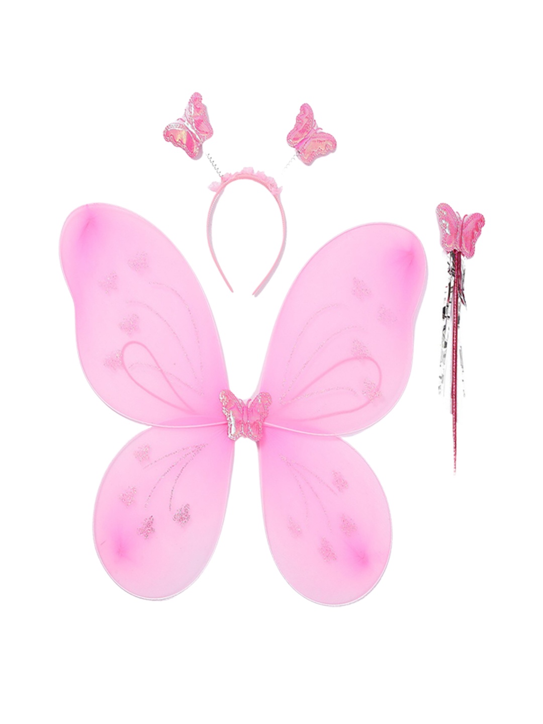 

Babymoon Kids Butterfly Fairy Wings With Hairband & Wand Baby Photography Prop, Pink