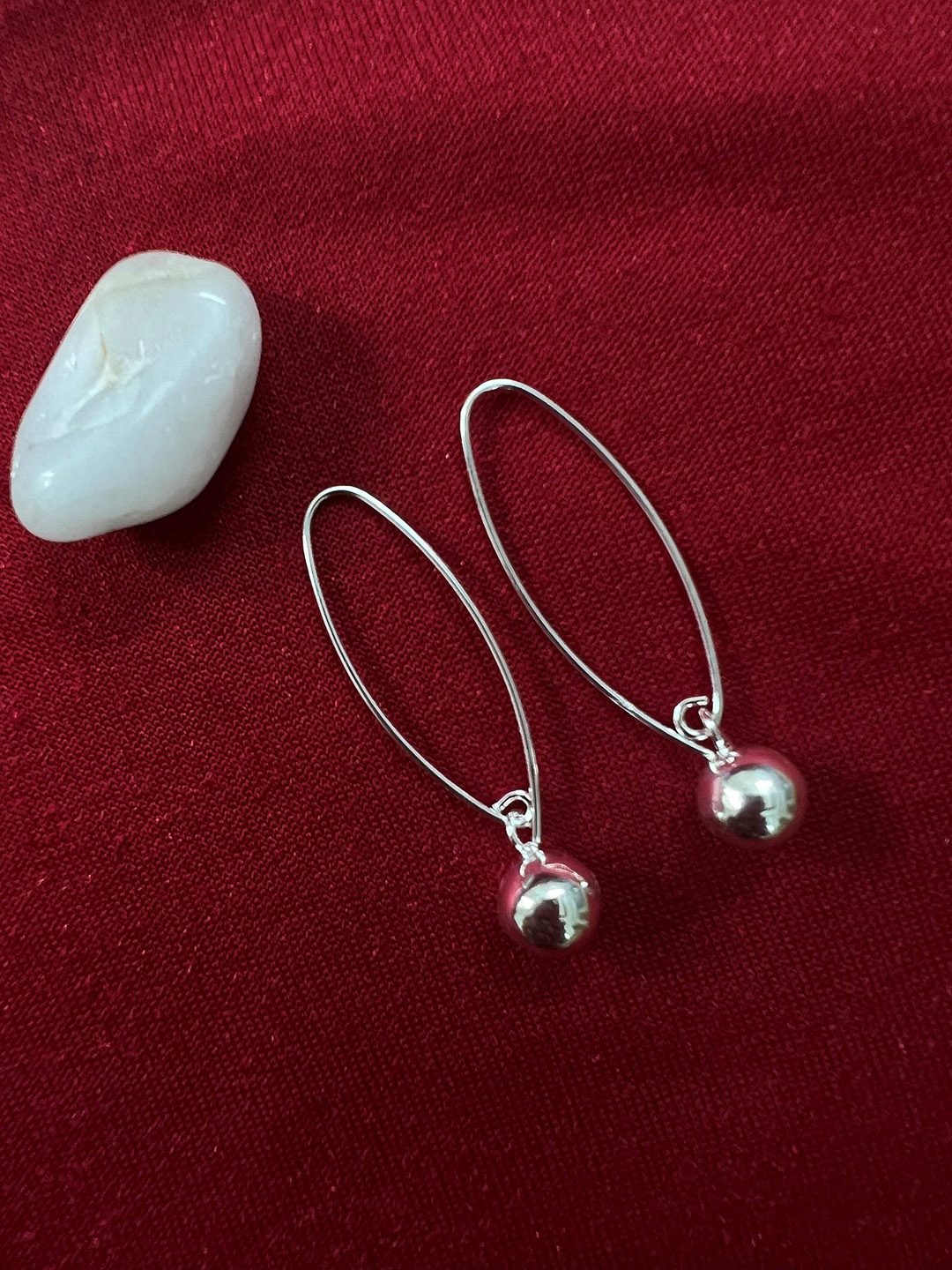 

Arte Jewels Silver-Plated Oval Drop Earrings