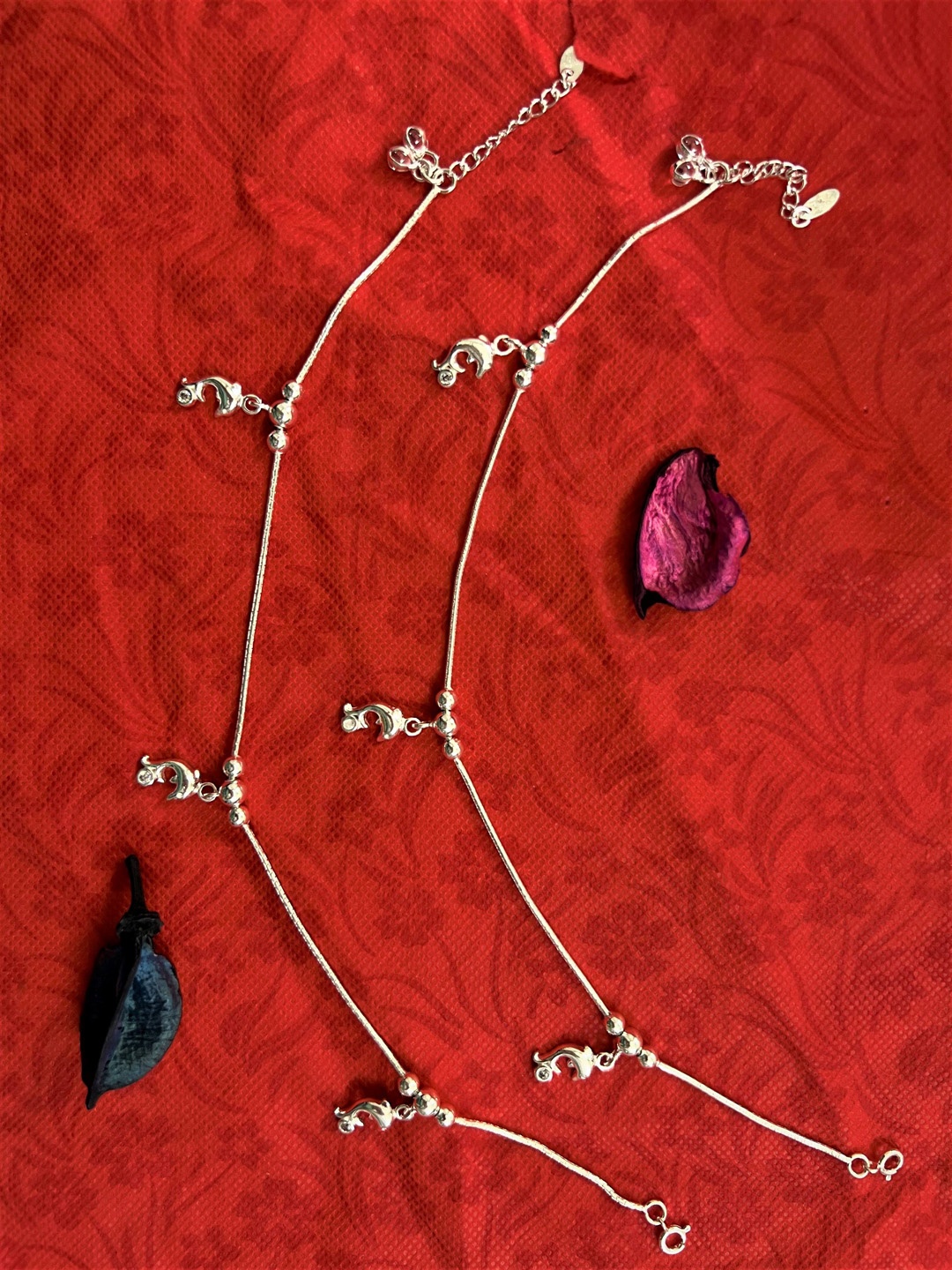 

Arte Jewels 92.5 Hallmark Set Of 2 Silver Anklets
