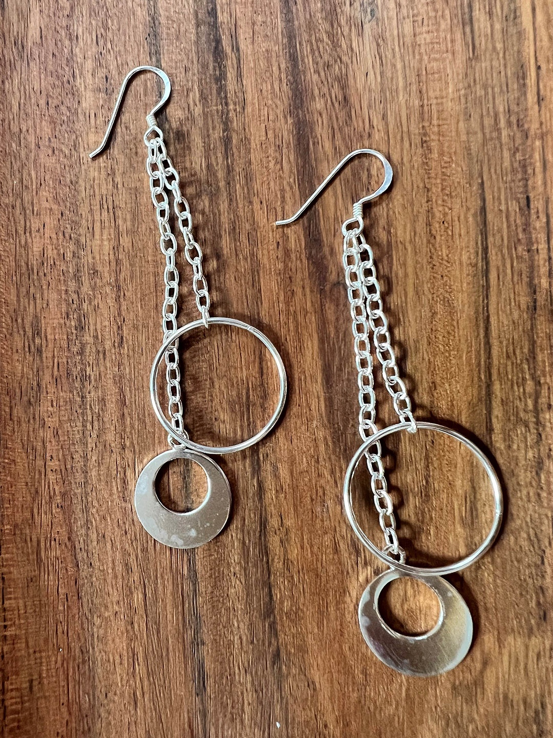 

Arte Jewels Circular Drop Earrings, Silver