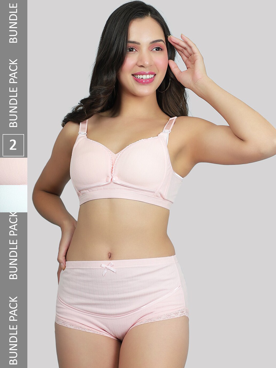 

Momsoon Maternity Pack Of 2 Mid-Rise & Lightly-Padded Nursing Lingerie Set, Blue