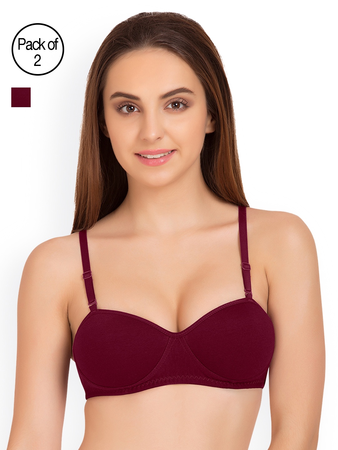 

Tweens Pack of 2 Half-Coverage T-shirt Bras TW91201, Burgundy