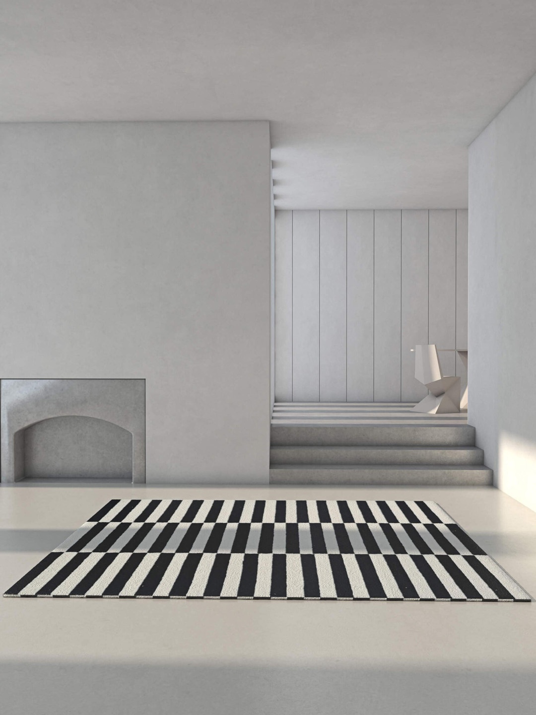 

Jaipur Rugs White & Black Striped Tufted Woolen Rectangular Carpet