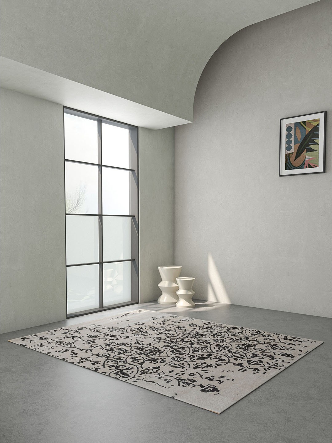

Jaipur Rugs Off White & Black Abstract Pattern Tufted Woolen Rectangular Carpet