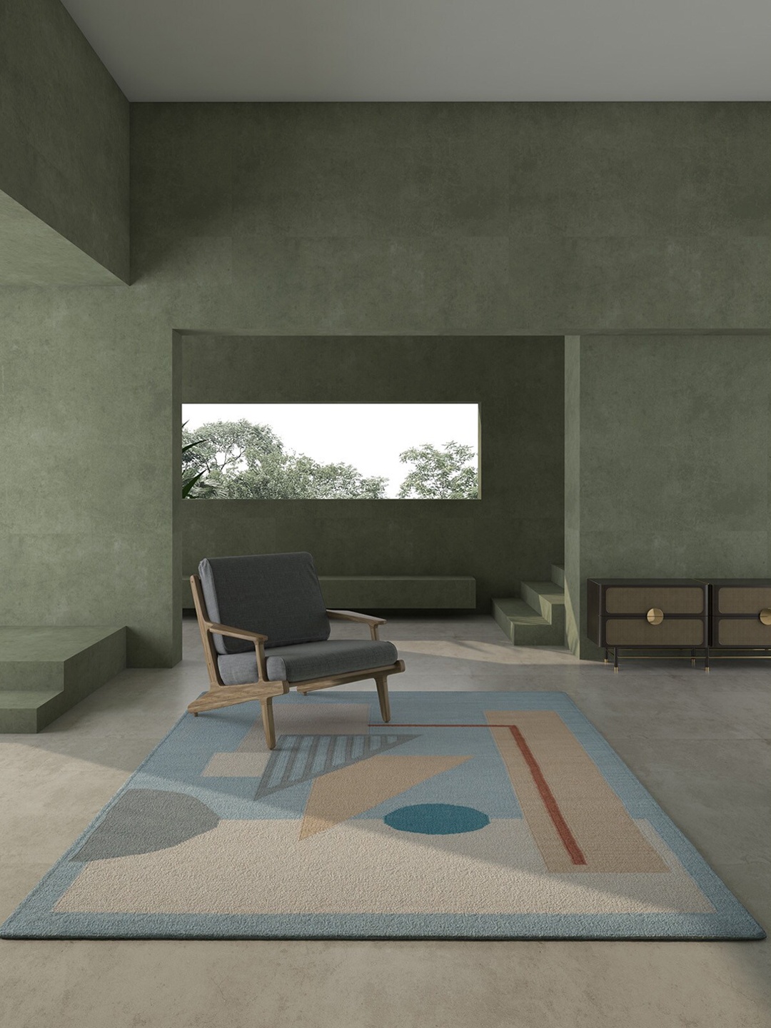 

Jaipur Rugs Blue & Grey Geometric Pattern Tufted Woolen Rectangular Carpet