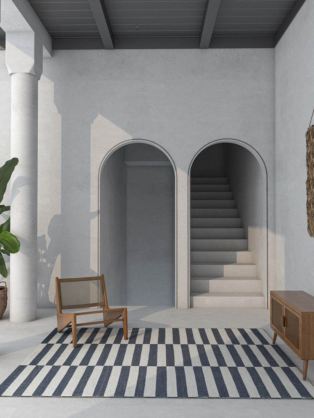 

Jaipur Rugs Bespoke Sile Off White & Blue Striped Tufted Woolen Rectangular Carpet