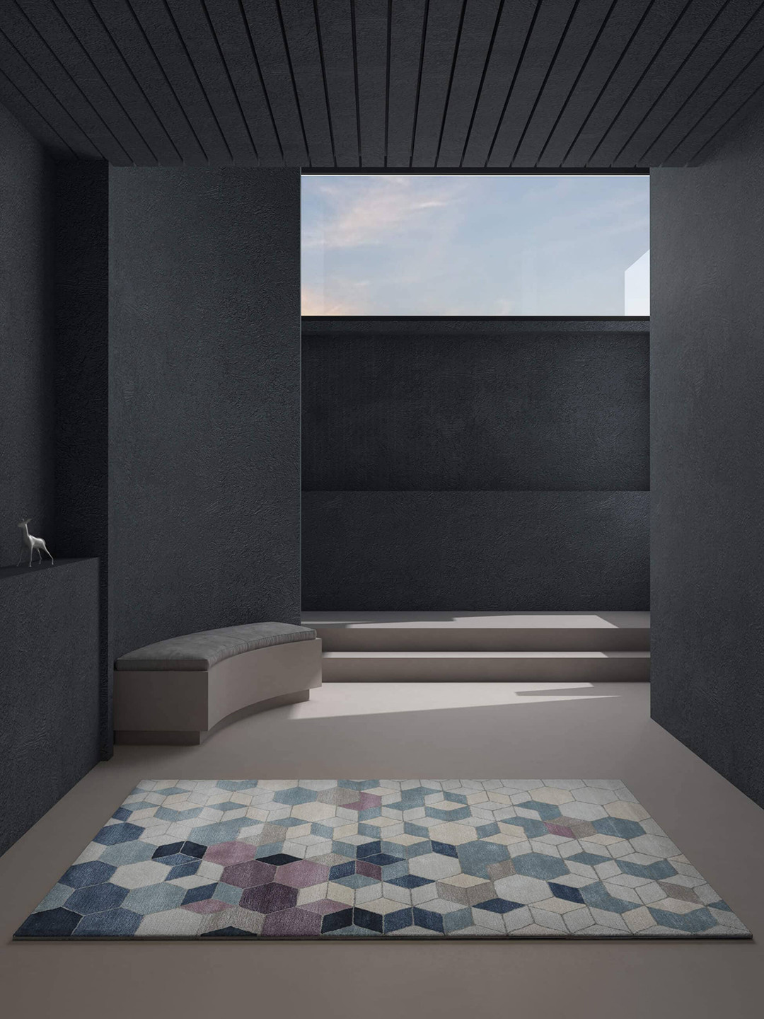 

Jaipur Rugs Genesis Blue & Grey Geometric Design Woolen Hand Tufted Dhurrie Carpet