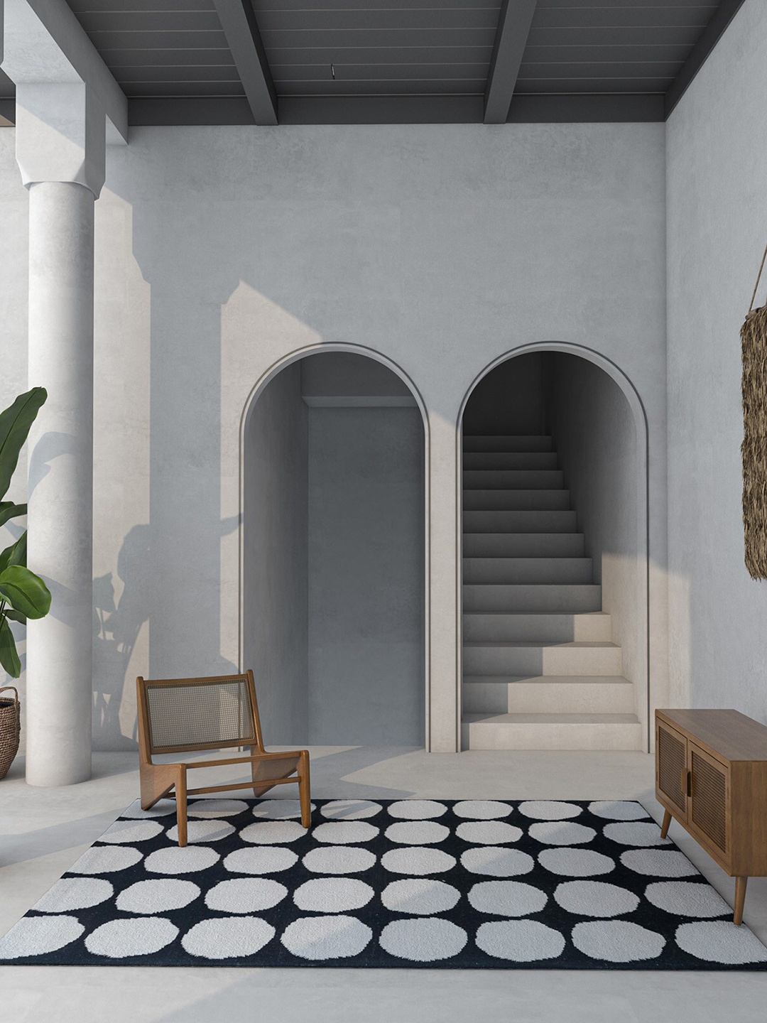 

Jaipur Rugs Maroc Off-White & Black Geometric Design Rectangular Woolen Dhurrie Carpet