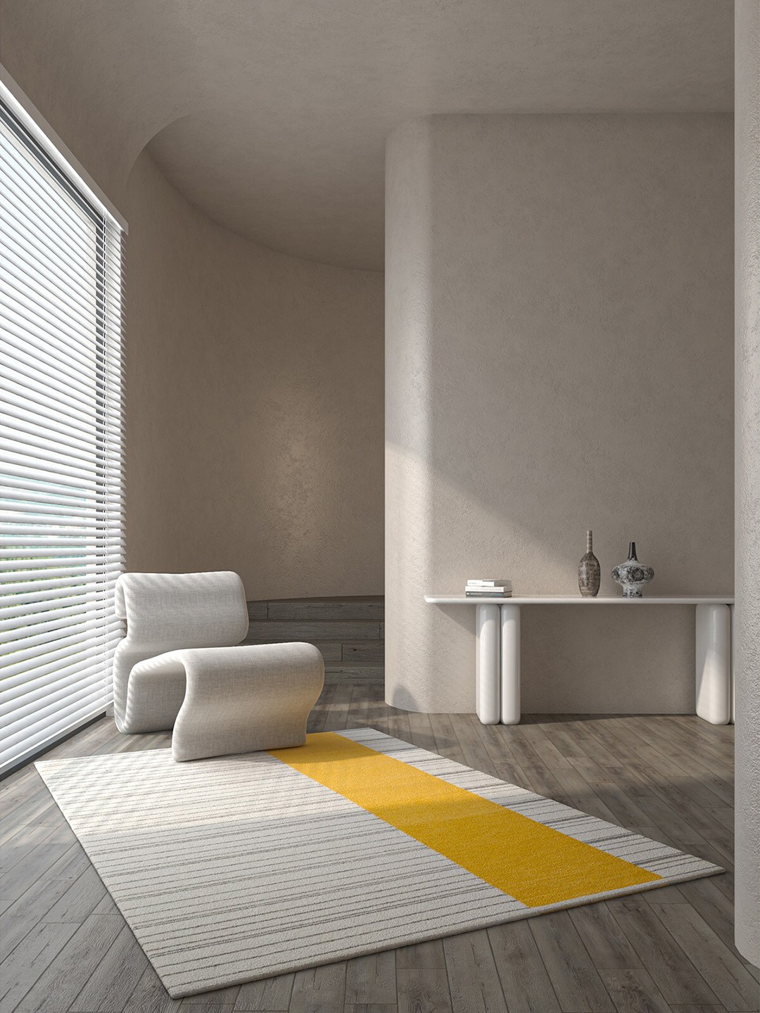 

Jaipur Rugs Off-White & Yellow Striped Rectangular Woolen Dhurrie Carpet