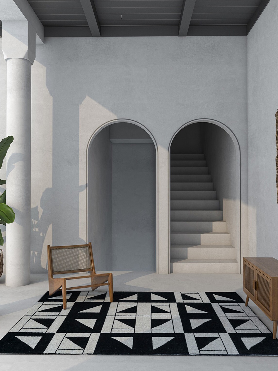

Jaipur Rugs Maroc Off-White & Black Geometric Design Rectangular Woolen Dhurrie Carpet