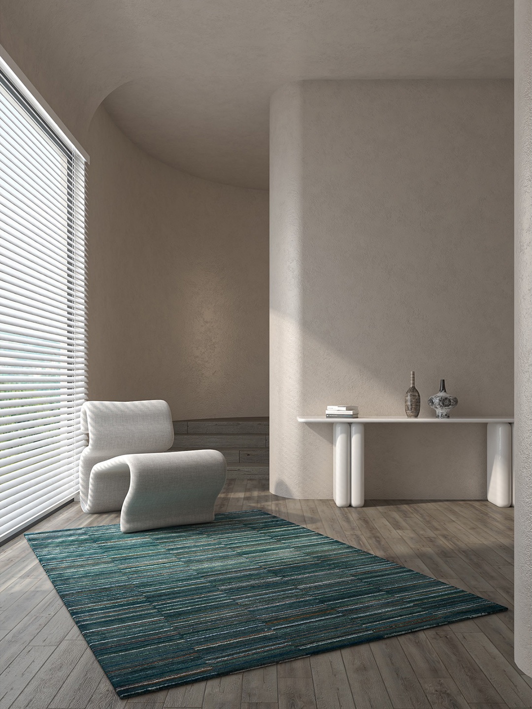 

Jaipur Rugs Genesis Blue Striped Rectangular Woolen Dhurrie Carpet