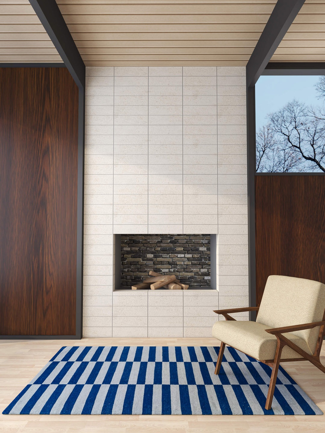 

Jaipur Rugs Grey & Navy Blue Geometric Dhurrie Wool Carpet