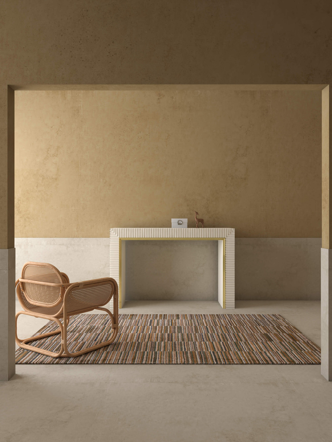 

Jaipur Rugs Genesis Blue & Brown Striped Rectangular Woolen Hand Tufted Dhurrie Carpet