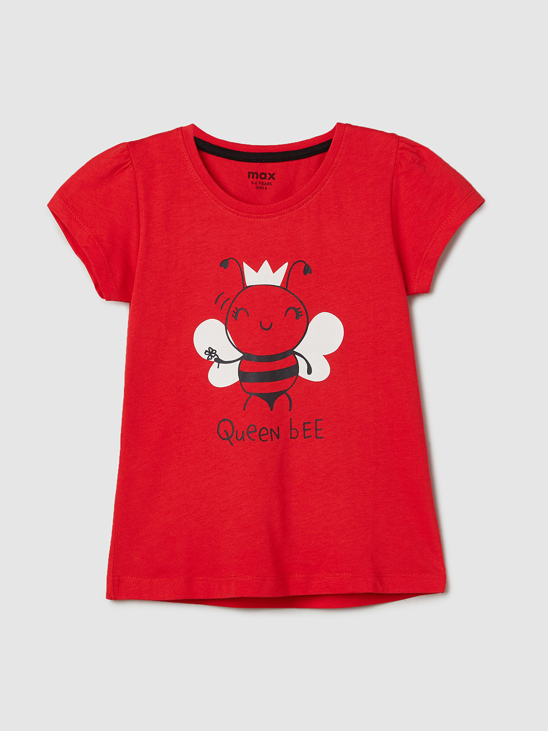 

max Graphic Printed Pure Cotton T-shirt, Red