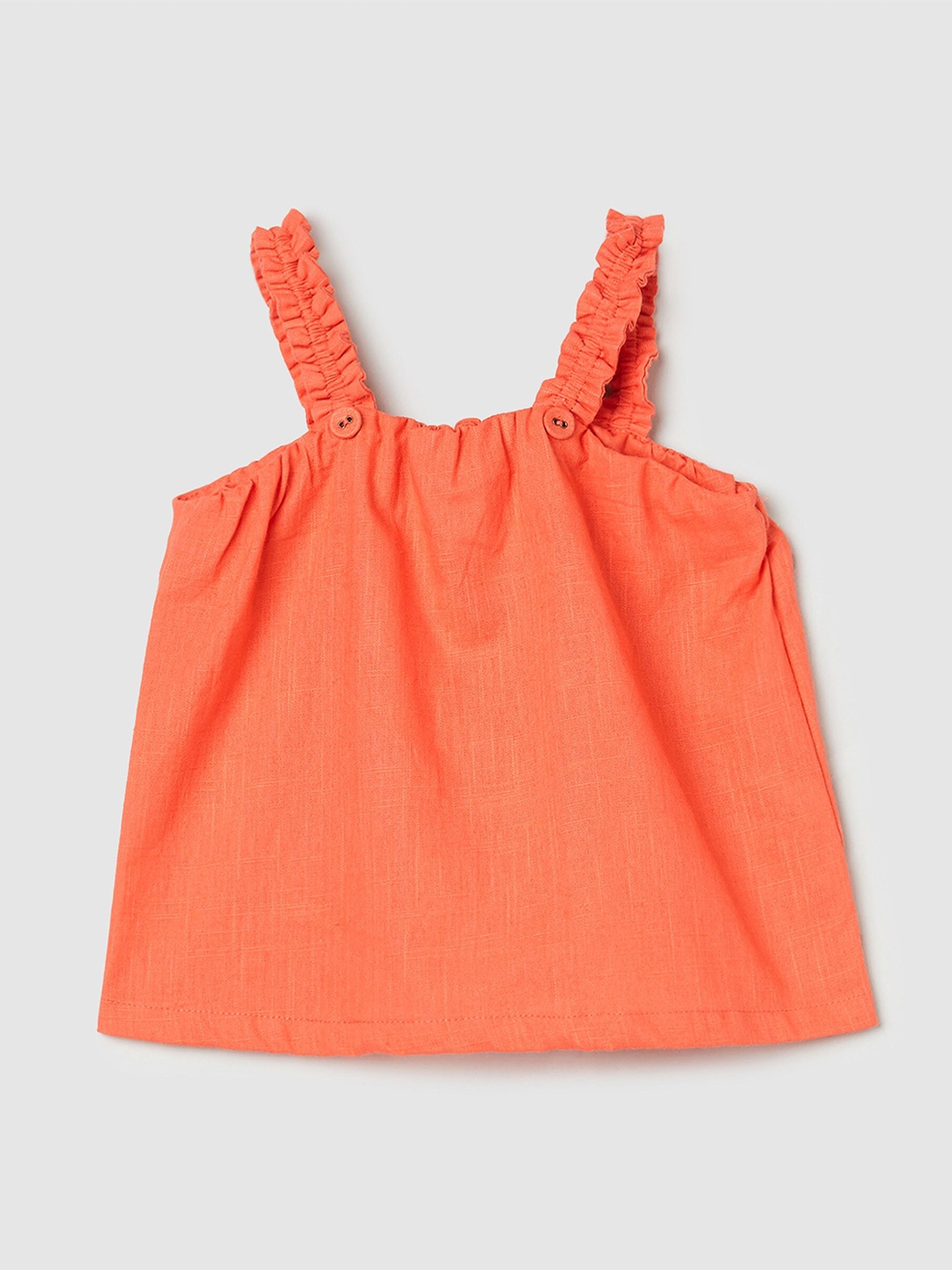 

max Infant Girls Shoulder Straps Pure Cotton A-Line Top, Coral