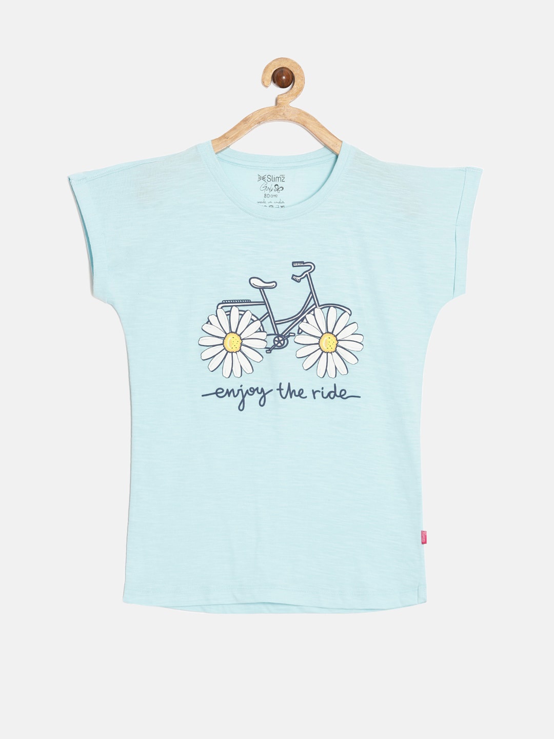 

DIXCY SCOTT Slimz Girls Graphic Printed Extended Sleeves Cotton T-shirt, Blue
