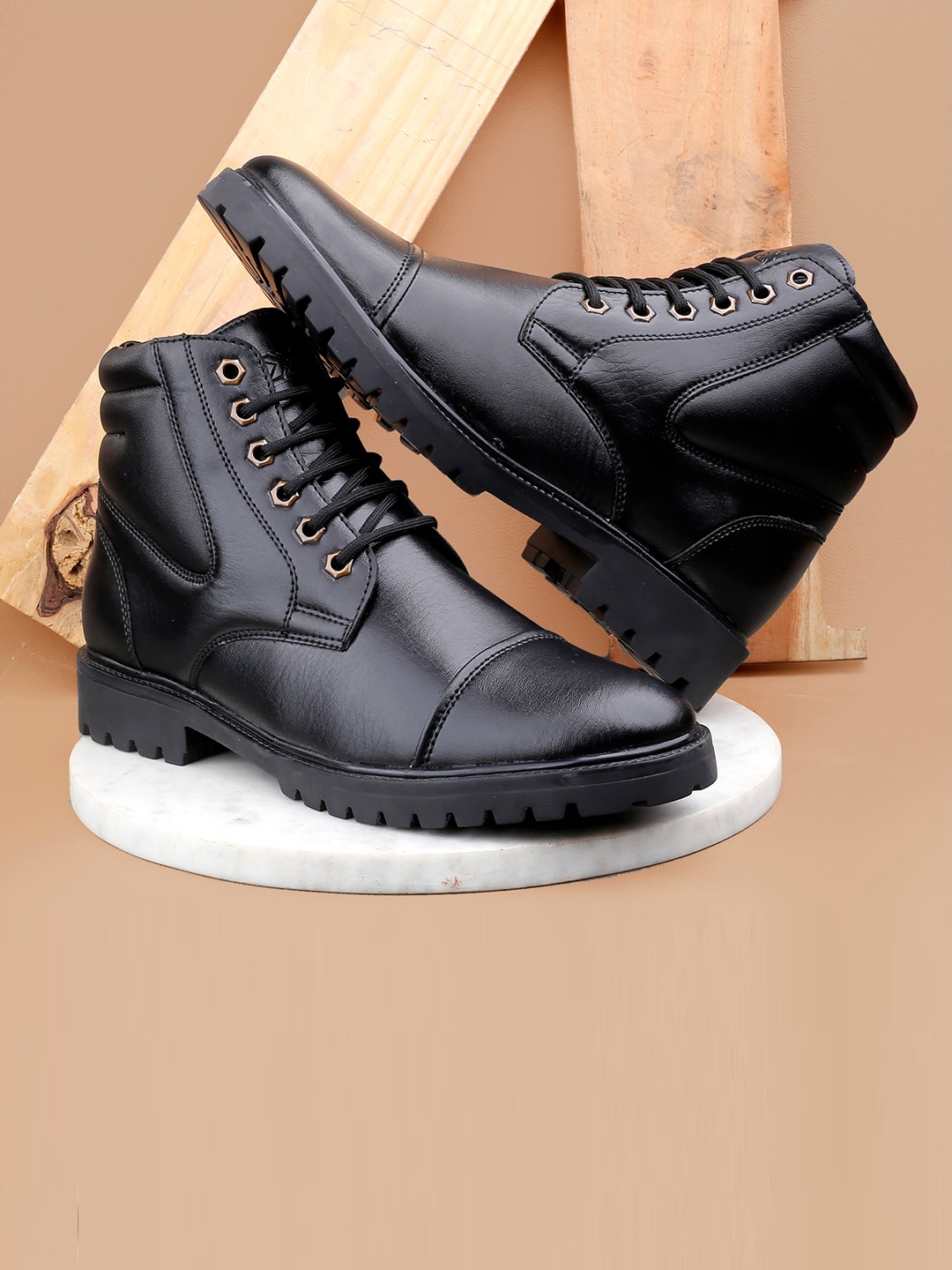 

Bxxy Men Mid Top Platform Heels Regular Boots, Black