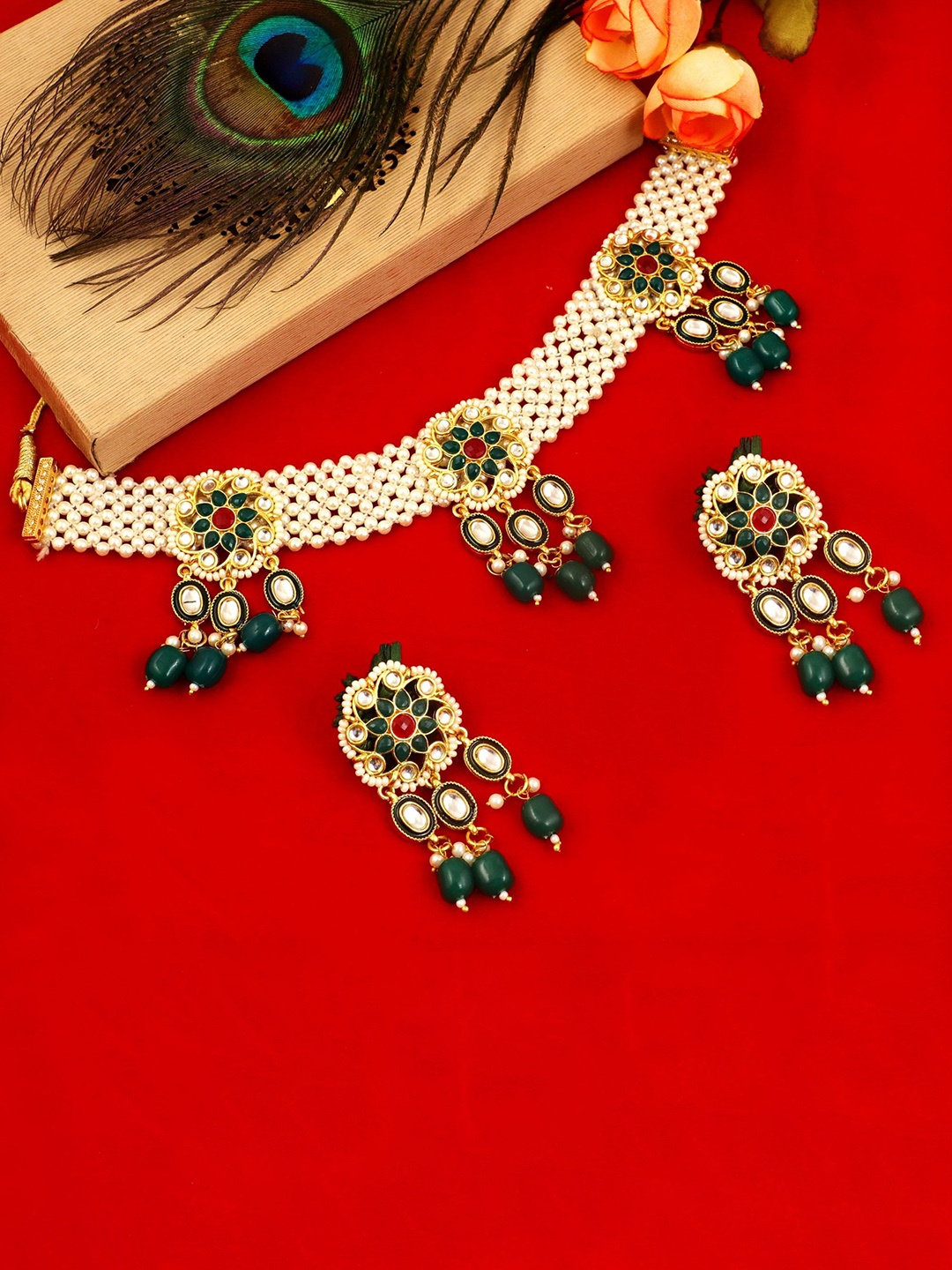 

MANSIYAORANGE Gold-Plated Necklace & Earrings