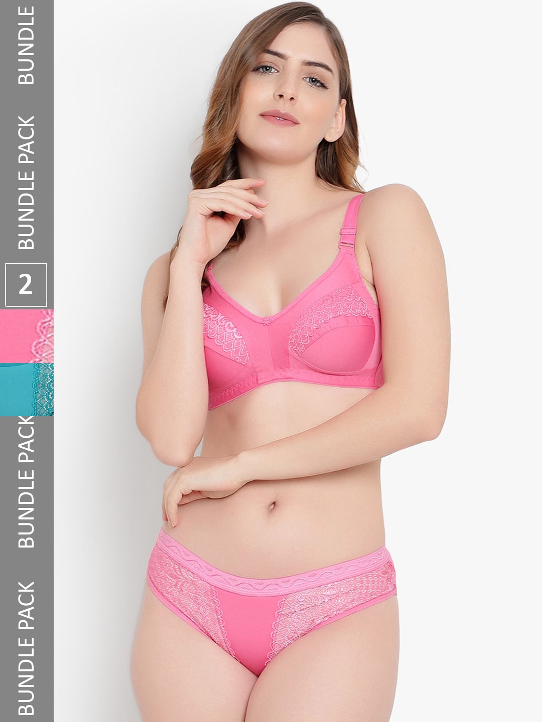

KYODO Pack Of 2 Self Design Cotton Lingerie Set, Green