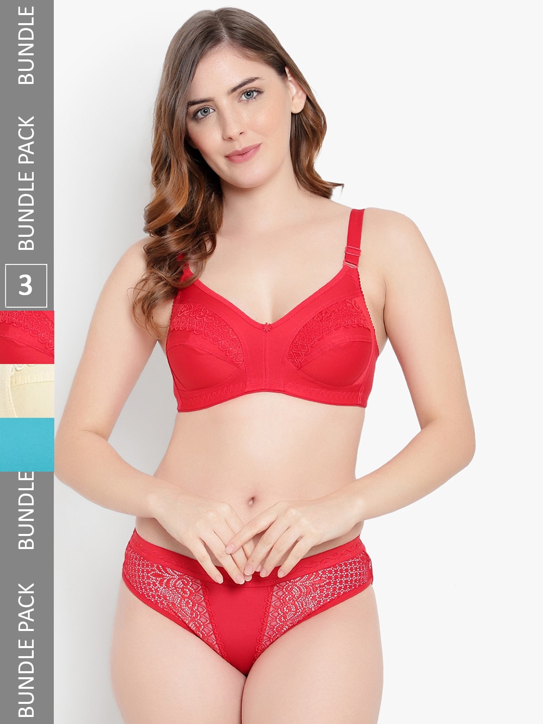 

KYODO Pack Of 3 Self Design Cotton Lingerie Set, Yellow