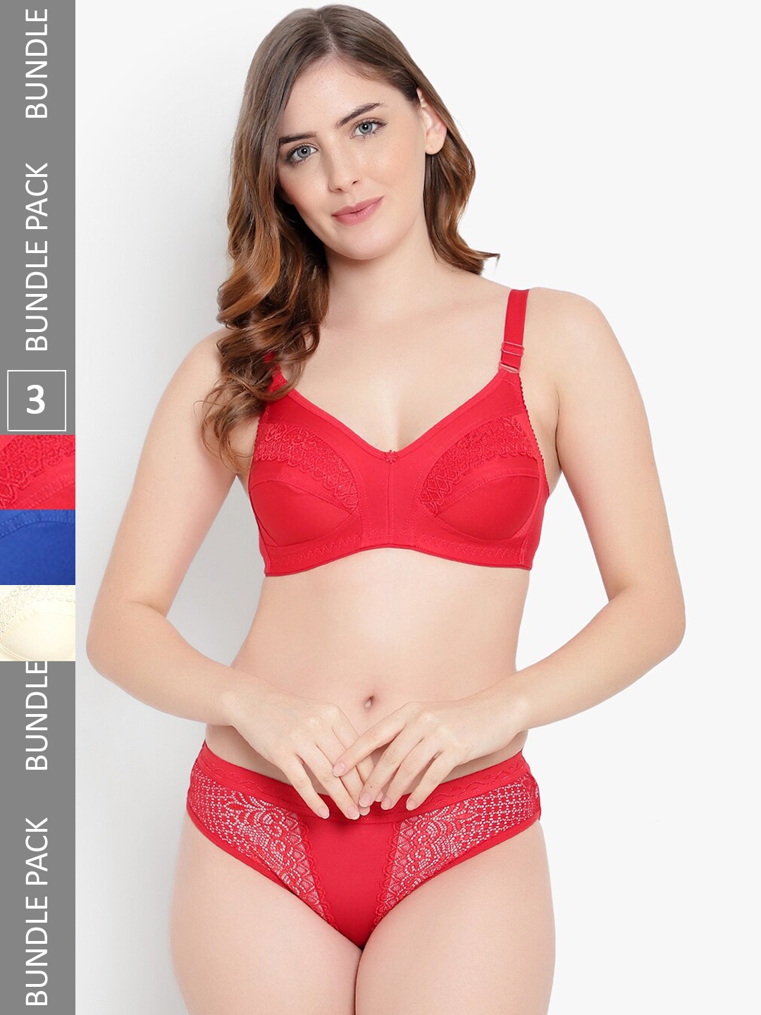 

KYODO Pack Of 3 Self Design Cotton Lingerie Set, Yellow