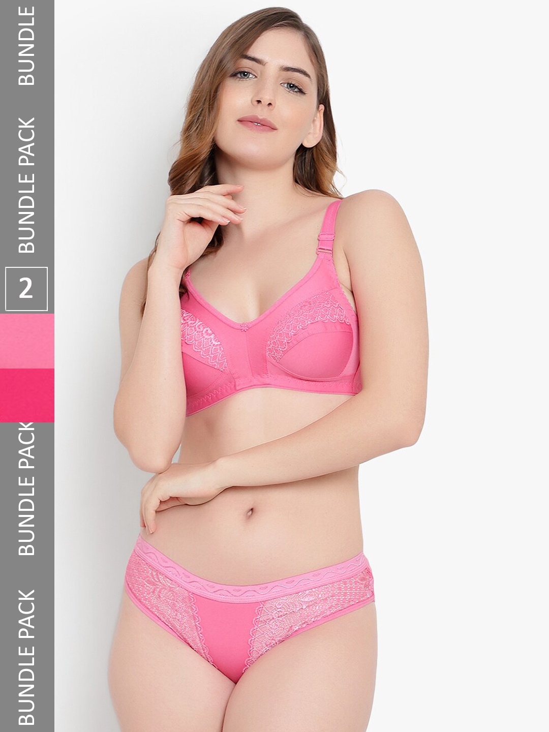 

KYODO Pack Of 2 Self Design Cotton Lingerie Set, Pink