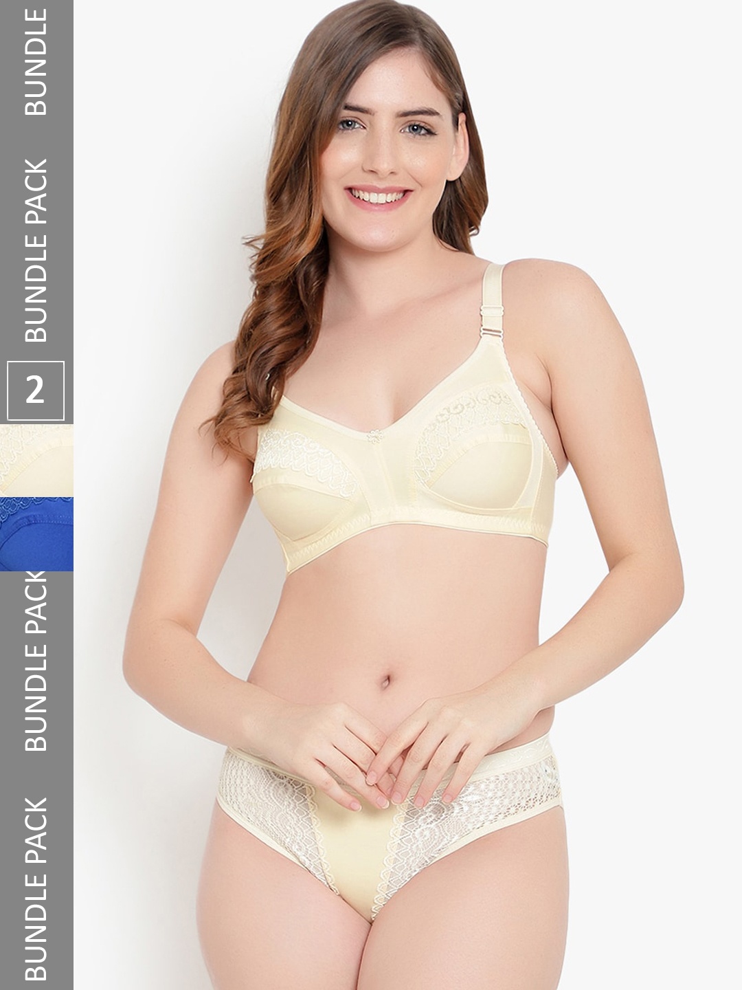 

KYODO Pack Of 2 Self Design Cotton Lingerie Set, Blue